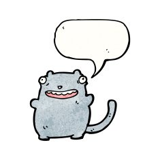 cartoon cat with speech bubble N154