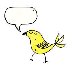 bird with speech bubble cartoon N6