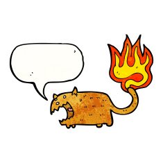 cartoon cat with tail on fire N5