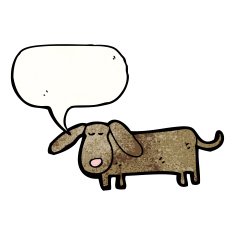 little cartoon dog with speech bubble N3