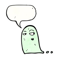 cartoon ghost with speech bubble N55