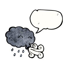 rain cloud blowing gale with speech bubble N2