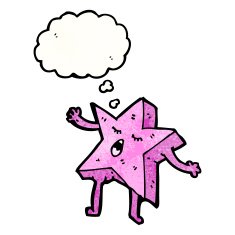 cartoon pink star with thought bubble N3