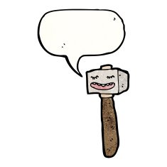 cartoon hammer with speech bubble N8