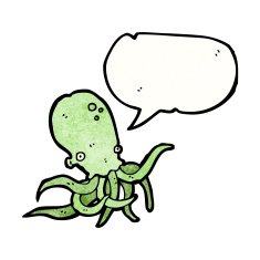 cartoon octopus with speech bubble N41
