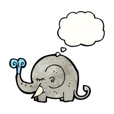cartoon elephant with thought bubble N20