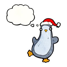 penguin with thought bubble cartoon N7