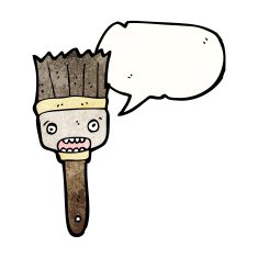 cartoon paintbrush with speech bubble N7