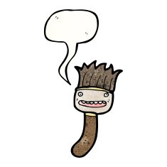 cartoon paintbrush with speech bubble N8