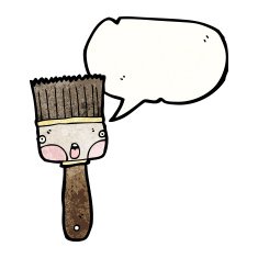 cartoon paintbrush with speech bubble N9