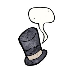 cartoon top hat with speech bubble N3