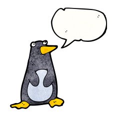 funny cartoon penguin with speech bubble N13