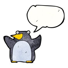 funny cartoon penguin with speech bubble N16