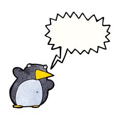 funny cartoon penguin with speech bubble N17
