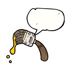 cartoon brush with speech bubble N6