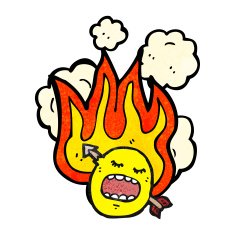 flaming emoticon face cartoon N19