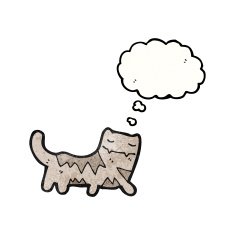 cartoon cat with thought bubble N193