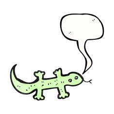 cartoon lizard with speech bubble N9