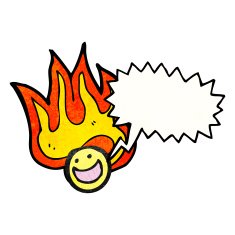 cartoon flaming emoticon face N19