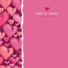 Red Valentine's Day Hearts Square Torn Seamless Pattern Background