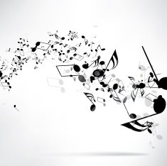 abstract musical background with notes N4