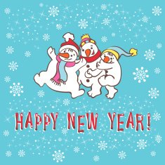 New Year greeting card Snowman Vector illustration N2