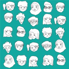 doodle happy face vector