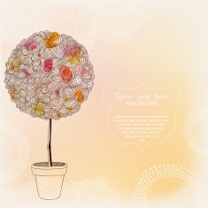 Round stylized background with waves