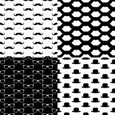 Hipster Seamless Pattern Set
