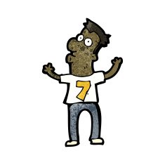 cartoon man in shirt with number seven N5
