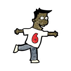 cartoon man in shirt with number six N5