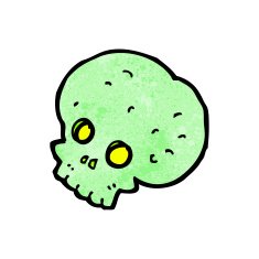 cartoon spooky green skull N13
