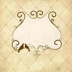 Vintage frame with two kissing doves