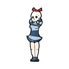 cartoon spooky skull head girl N5