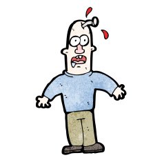 cartoon nail in man's head N2