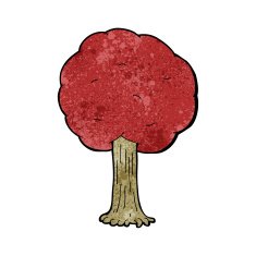 cartoon red tree N10