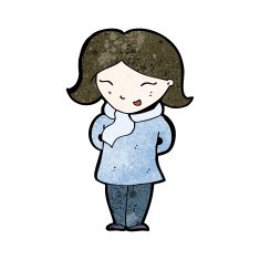 cartoon happy woman wearing scarf N2