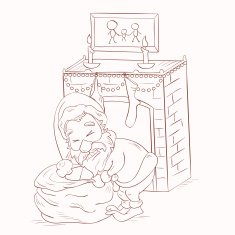 Santa Claus near the fireplace N2