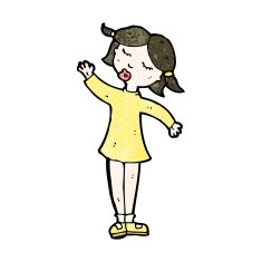 cartoon waving woman N209