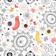 Abstract background doodle bird pattern N7