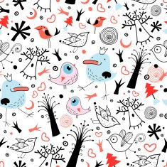 Abstract background doodle bird pattern N10