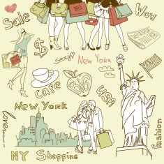 Shopping in New York doodles
