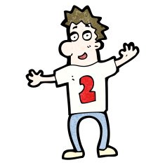 cartoon man in shirt with number two N4