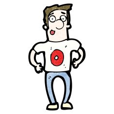 cartoon man in shirt with number zero N4