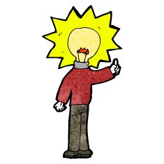 cartoon man with light bulb for head N5