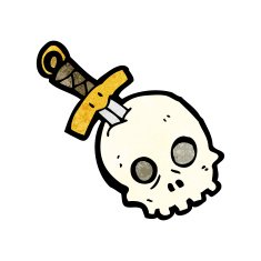 dagger in skull cartoon N4