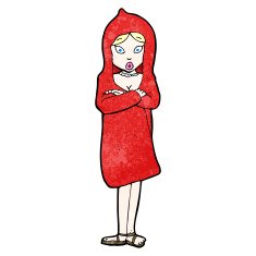 cartoon woman in red coat N4