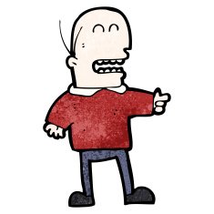 cartoon bald man pointing and laughing N7