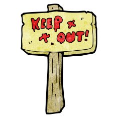 cartoon keep out sign N6