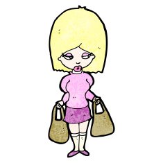 cartoon blond woman with shopping bags N2